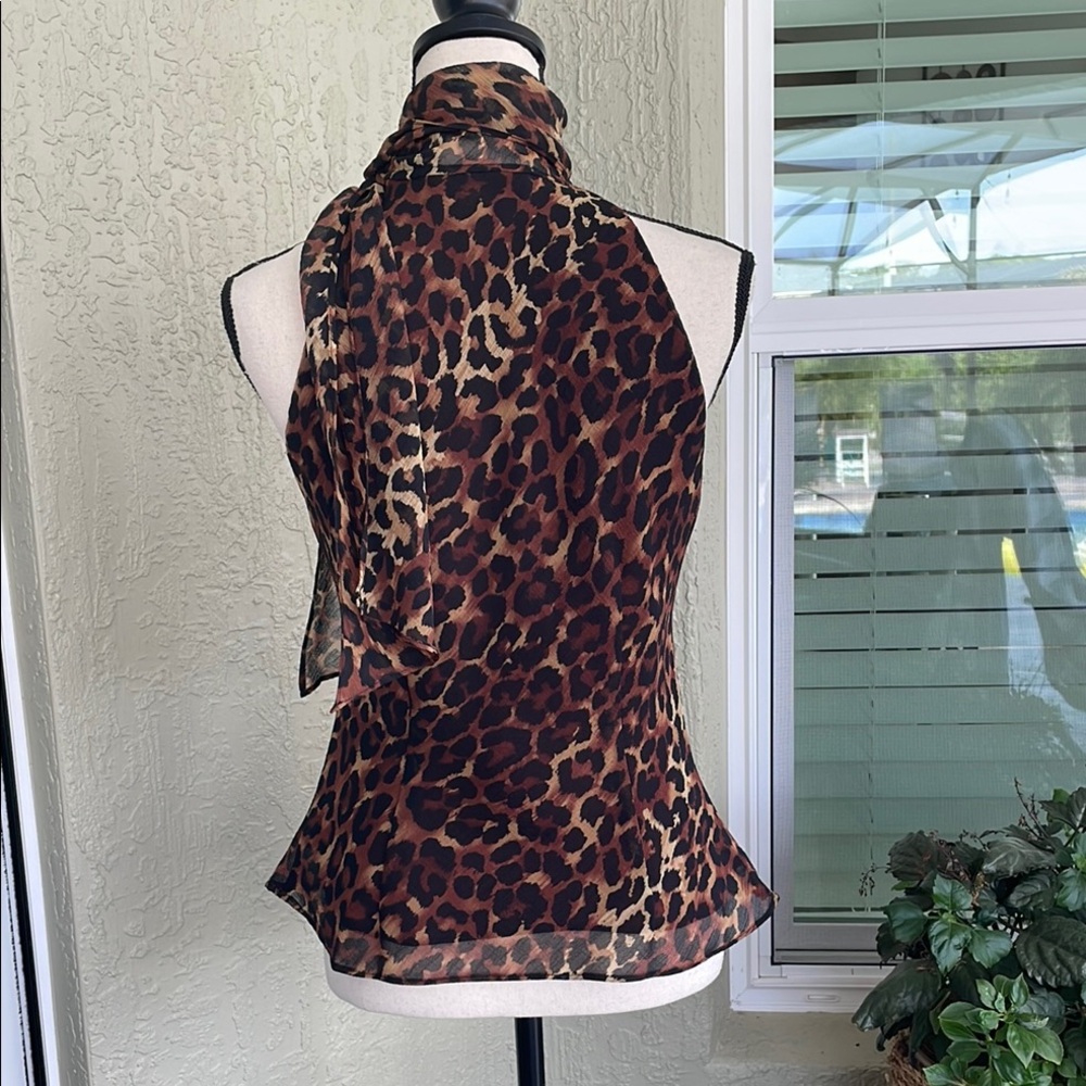 Bandolino Leopard Print Halter Blouse - Picture 2 of 5